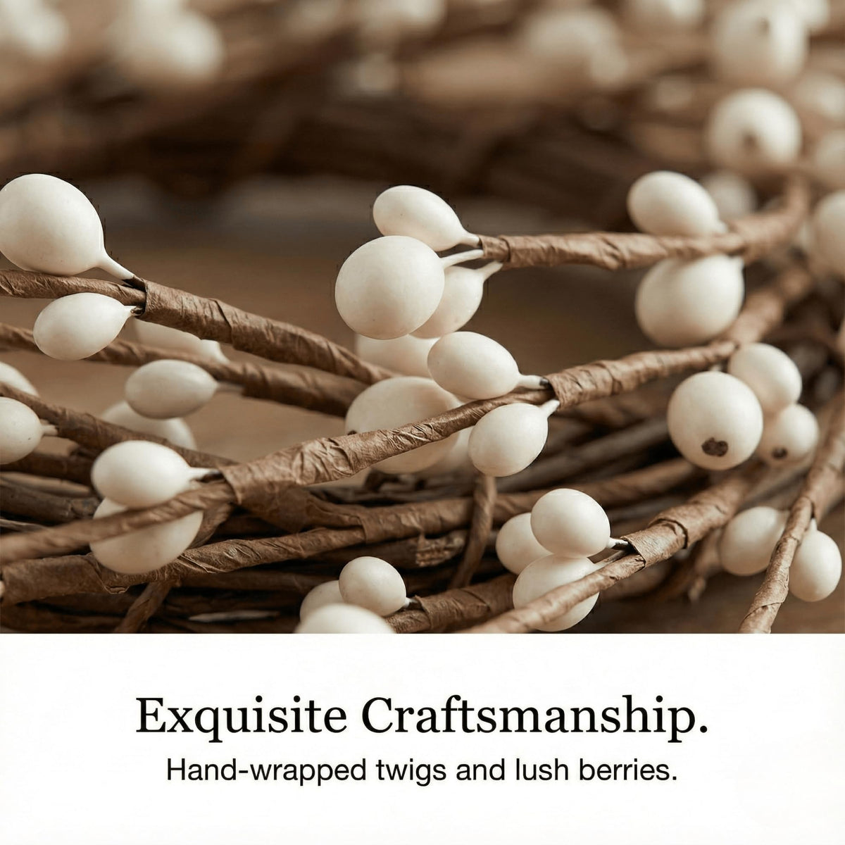 Quixem 15" Cream Pip Berry Mini Wreath (4.5" Inner Dia), Rustic Ivory Artificial Wreath Ring for 3" Pillars, Small Farmhouse Kitchen Cabinet Decor, Wedding Centerpiece