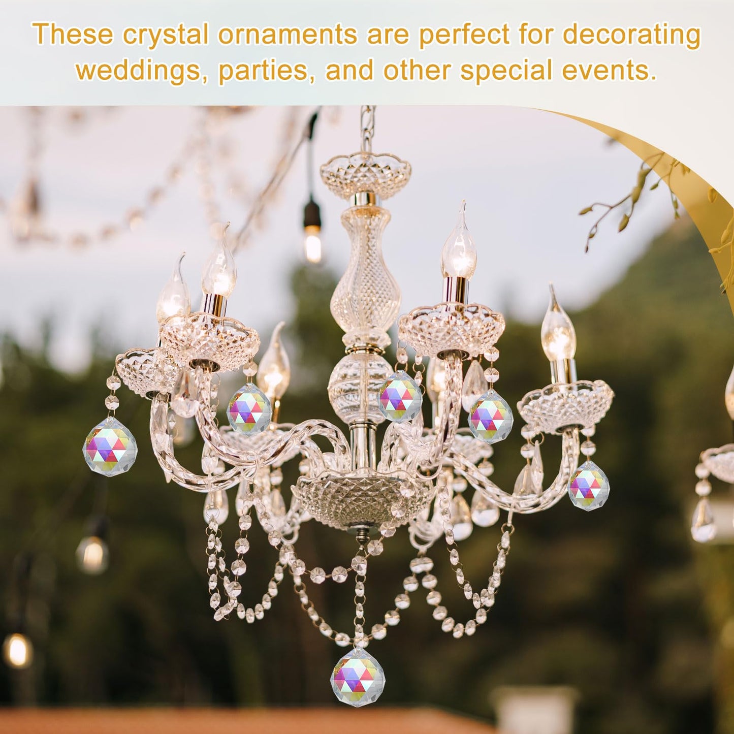 YELARXI Crystal Ball Prisms, Sun Catcher Hanging Prism Sun Catcher Pendant 44mm / 1.73Inch & 10 Pack & Light Yellow-Fitting for (Outdoor/Indoor/Windows/DIY Decor/Feng Shui/Chandelier)