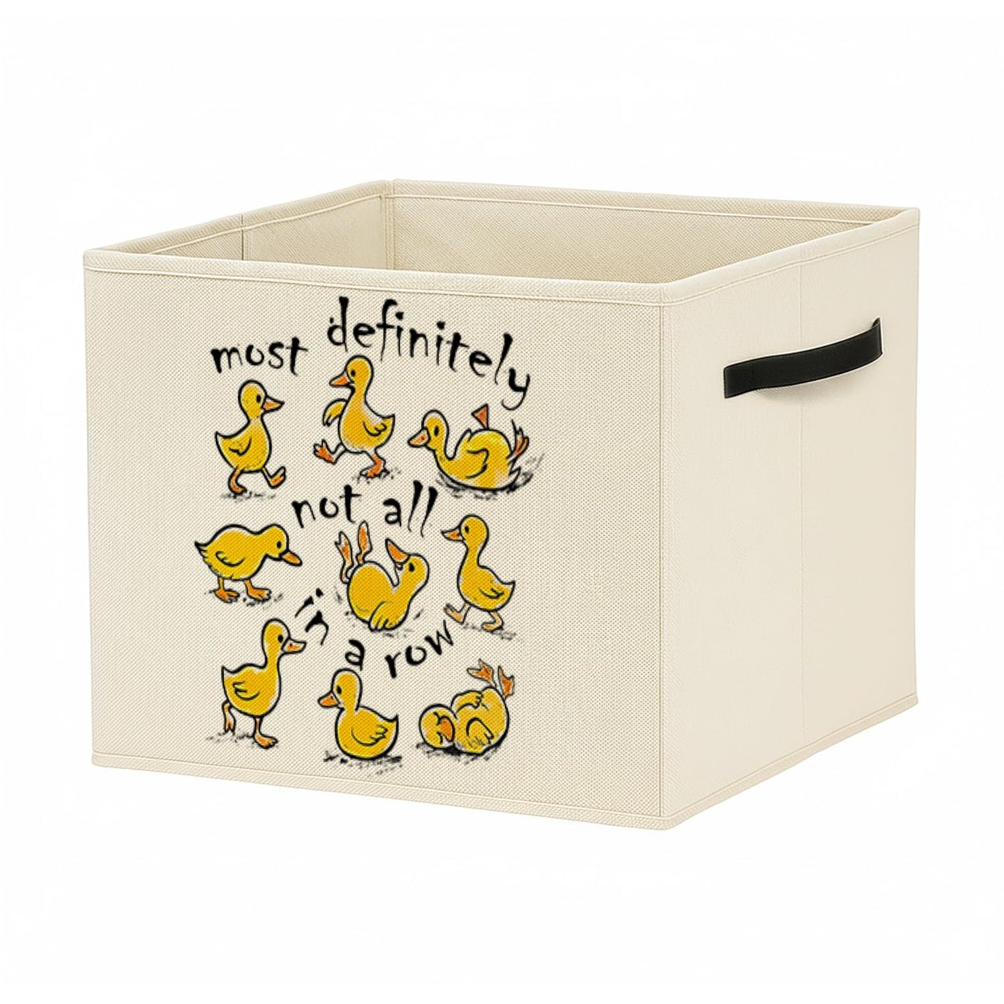 MNKVITMEAK Funny Yellow Duck Storage Bin Box with Handles, Most Definitely Not All in a Row Foldable Baskets Organizer for Bedroom Bathroom Kids Room Clothes Toys Books, Toybox for Boys Girls