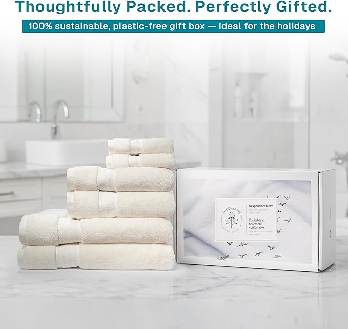 Fabdreams 100% Organic Cotton Bath Towel Set of 6 700 GSM Hotel Premium Plush