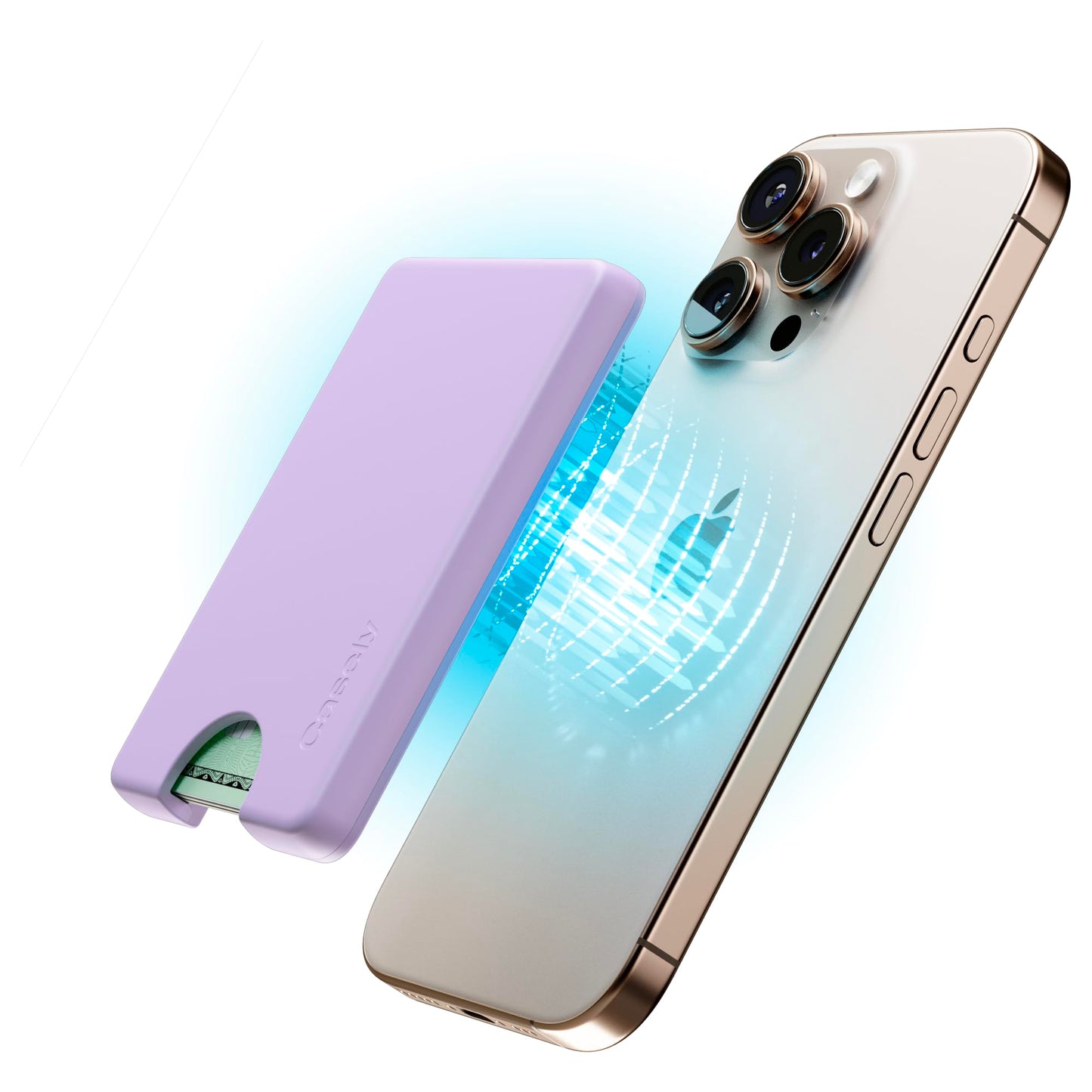 Casely MagWallet | Starfish Wishes | Coral Pink Shimmer | Slim Wallet Card Holder | Compatible with MagSafe | Soft-Touch Hard Silicone | Holds Up to 3 Cards