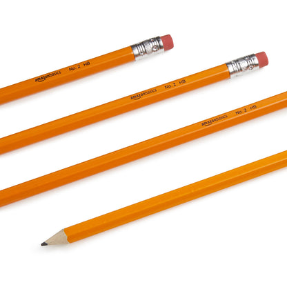 Amazon Basics Wood-Cased #2 Pencils, Pre-sharpened, HB Lead Bulk Box, 150 Count, Yellow