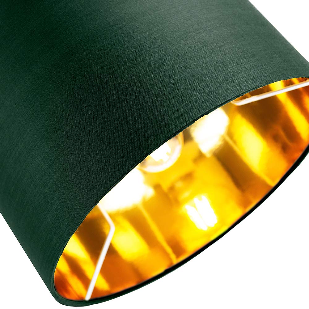Contemporary and Chic Forest Green Cotton 12" Table or Pendant Circular Drum Lamp Shade with Shiny Copper Inner - 60watt Maximum by Happy Homewares