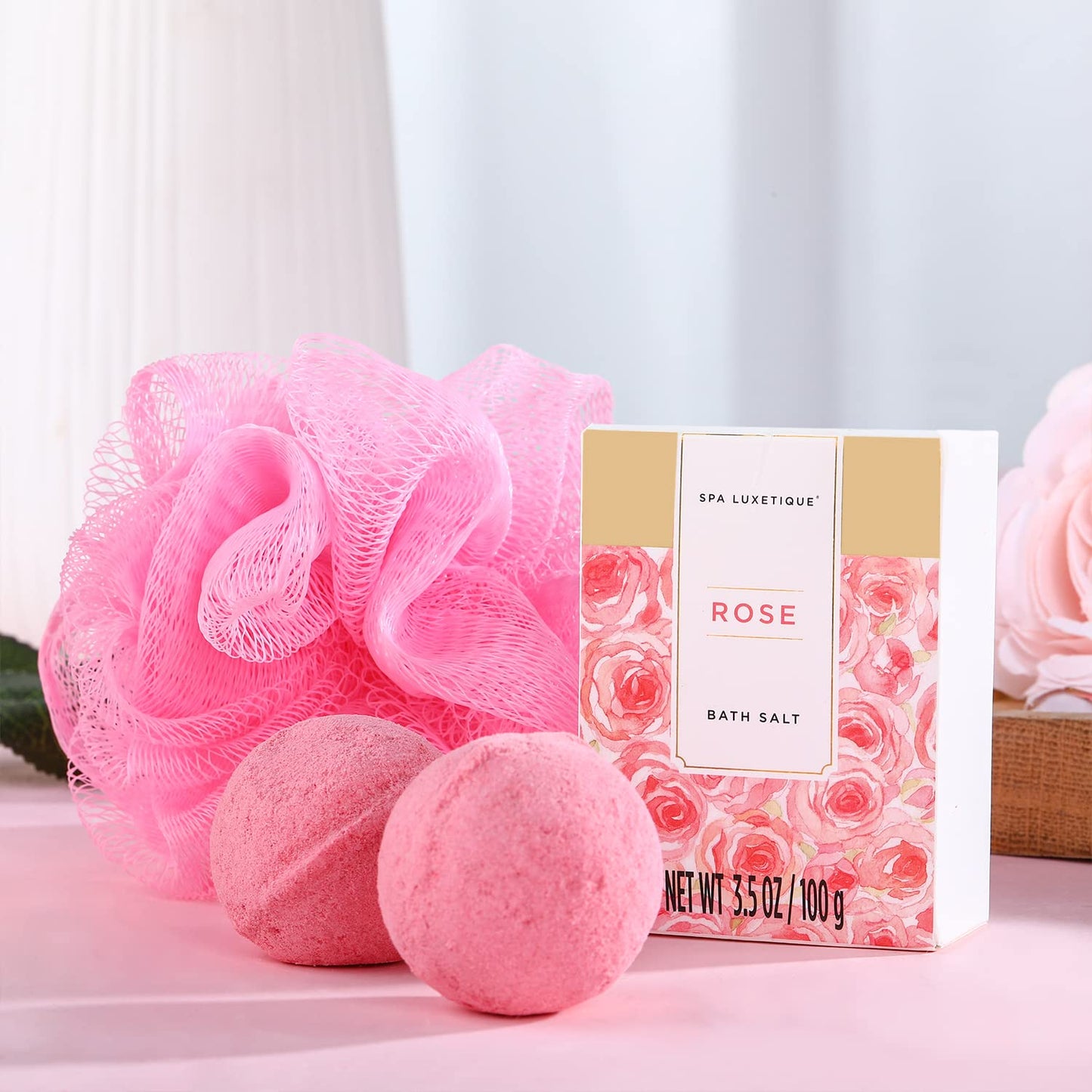 spa luxetique Gift Set For Women, Bath Sets for Women Gift, 8 Pcs Rose Spa Basket Includes Bubble Bath, Shower Gel, Body Lotion, Mom Birthday Gifts, Mother‘s Day Gift, Valentines Day Gifts for Her