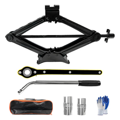 KVAEY Car Jack Kit, 2 Ton (4409 lbs) Scissor Jack Portable Tire Changing Tool with Lug Wrench, Heavy Duty Scissor Lift Jacks Universal Emergency Kit for Sedan SUV MPV, Car Accessories