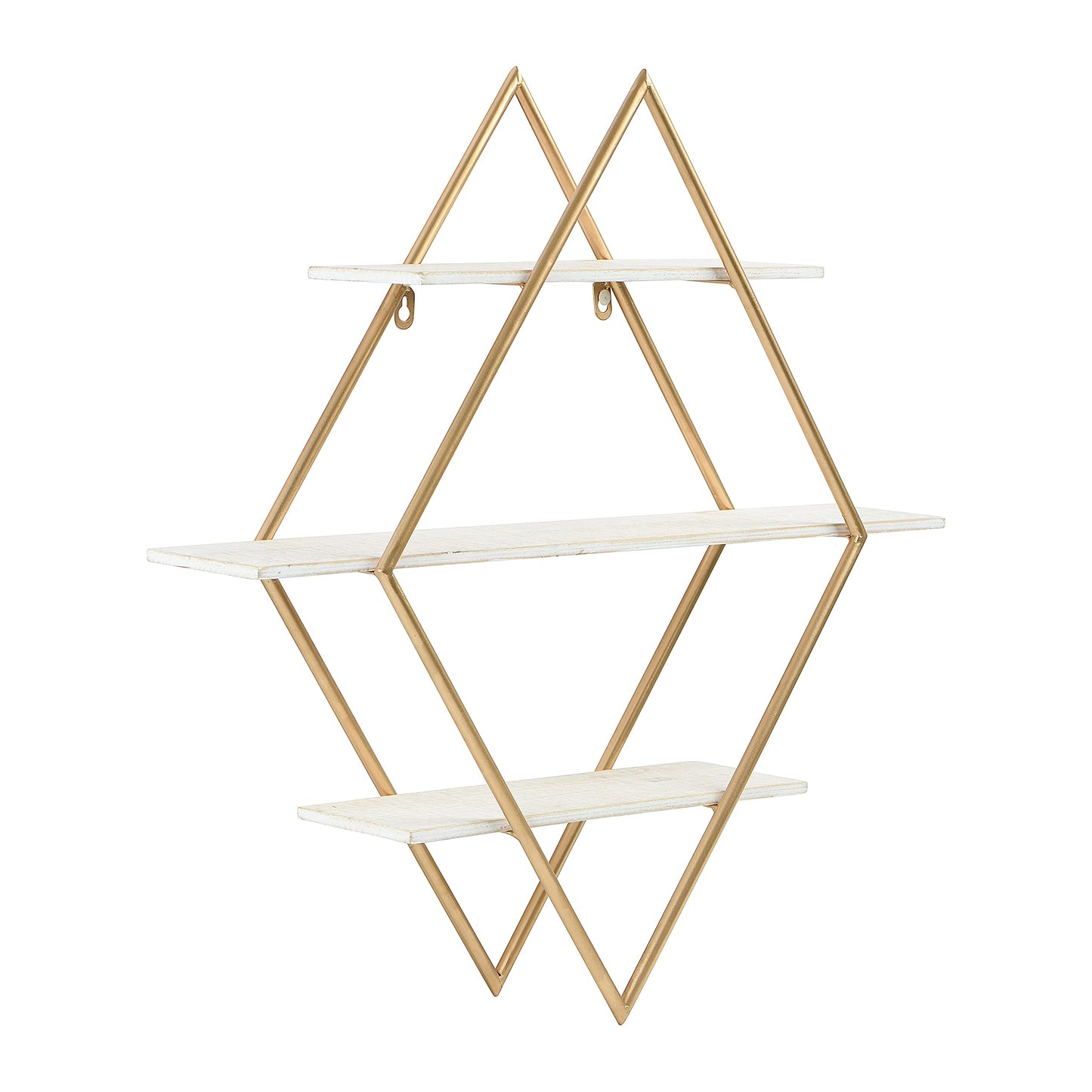 Main + Mesa Wood and Gold Diamond Wall Shelf