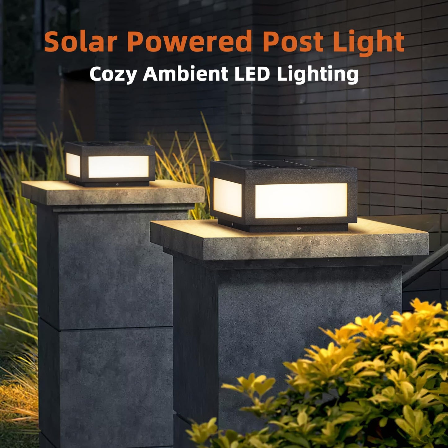 PAKEDANDUN Solar Post Lights Outdoor, 9.84" Solar Pillar Lights Outdoor, IP54 Waterproof Column Light Outside with E26 Bulb, 3000K LED Post Lamp Dusk to Dawn, Modern Pillar Light for Patio Garden