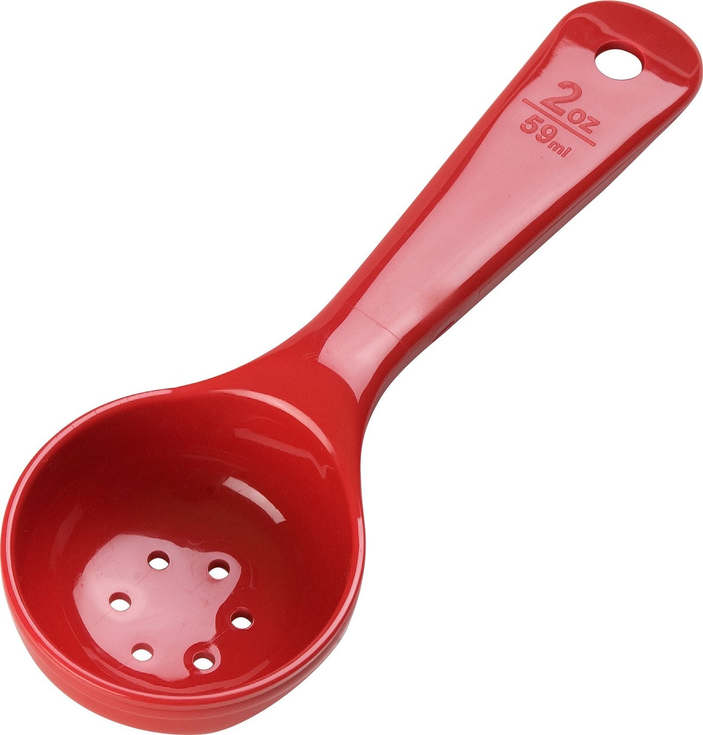 Carlisle FoodService Products 496205 Measure Miser Perforated Measuring Spoon with Short Handle, 2 Ounce, Red