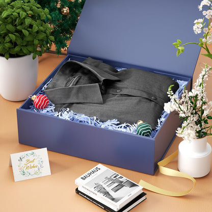 PSHVYM Gift Boxes with Lids, 11.5x7.8x3 In Gentleman Blue Gift Box for Presents Magnetic Closure for T-Shirts, Gloves, Scarves, Books, Baby Clothes, Clothing Gift Wrap, Contains Card, Ribbon (5PACK)