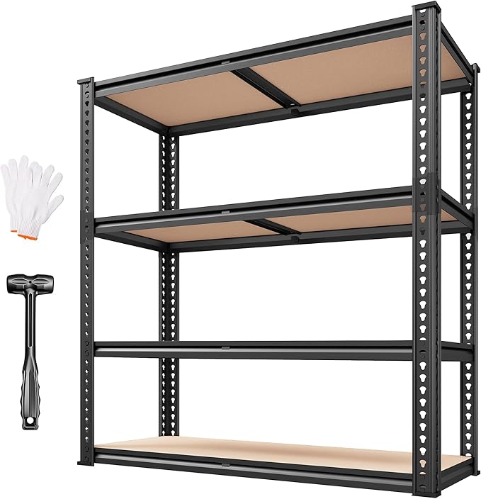 REIBII 40" W Garage Shelving 2000LBS Storage Shelves Adjustable Metal Shelving 4 Tier Metal Shelves Pantry Shelf for Garage Closet Kitchen Basement 40" W x 19.7''D x 60''H