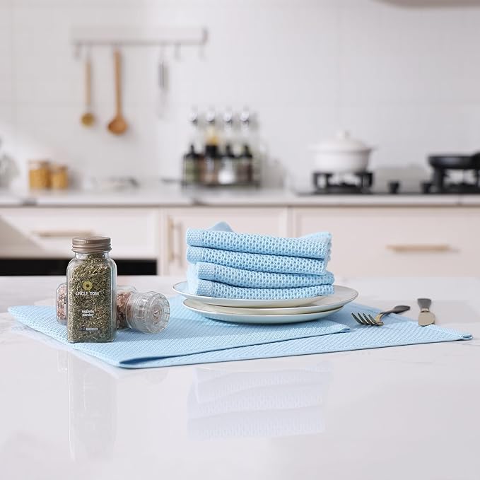 Kitinjoy 100% Cotton Waffle Weave Kitchen Hand Towels