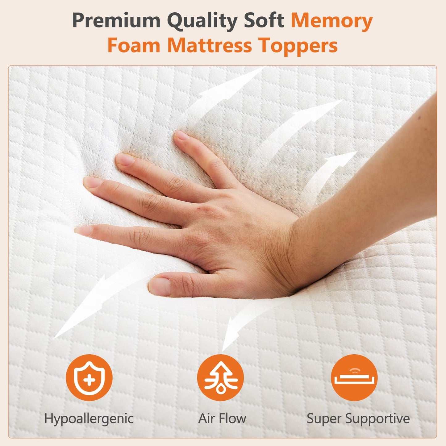 Sweetcrispy Mattress Topper Twin with Removable Soft Cover, 3 Inch Thick Gel Infused Cooling Memory Foam Pad for Twin Size Bed, Sleeper Sofa, RV, Camper, CertiPUR US Certified