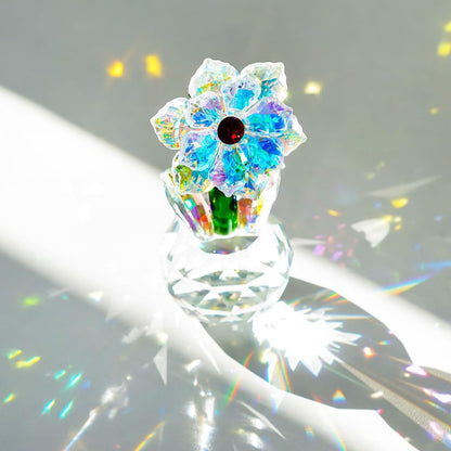 KRISININE Crystal Sunflower Figurine Handcrafted Glass Flowers Collectible Small Sunflower Paperweight Table Decoration for Home Decor(3.7 * 1.8inch)