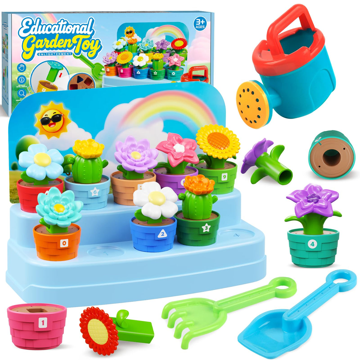 Montessori Flower Garden Building Toy for Toddlers, Kids Gardening Set