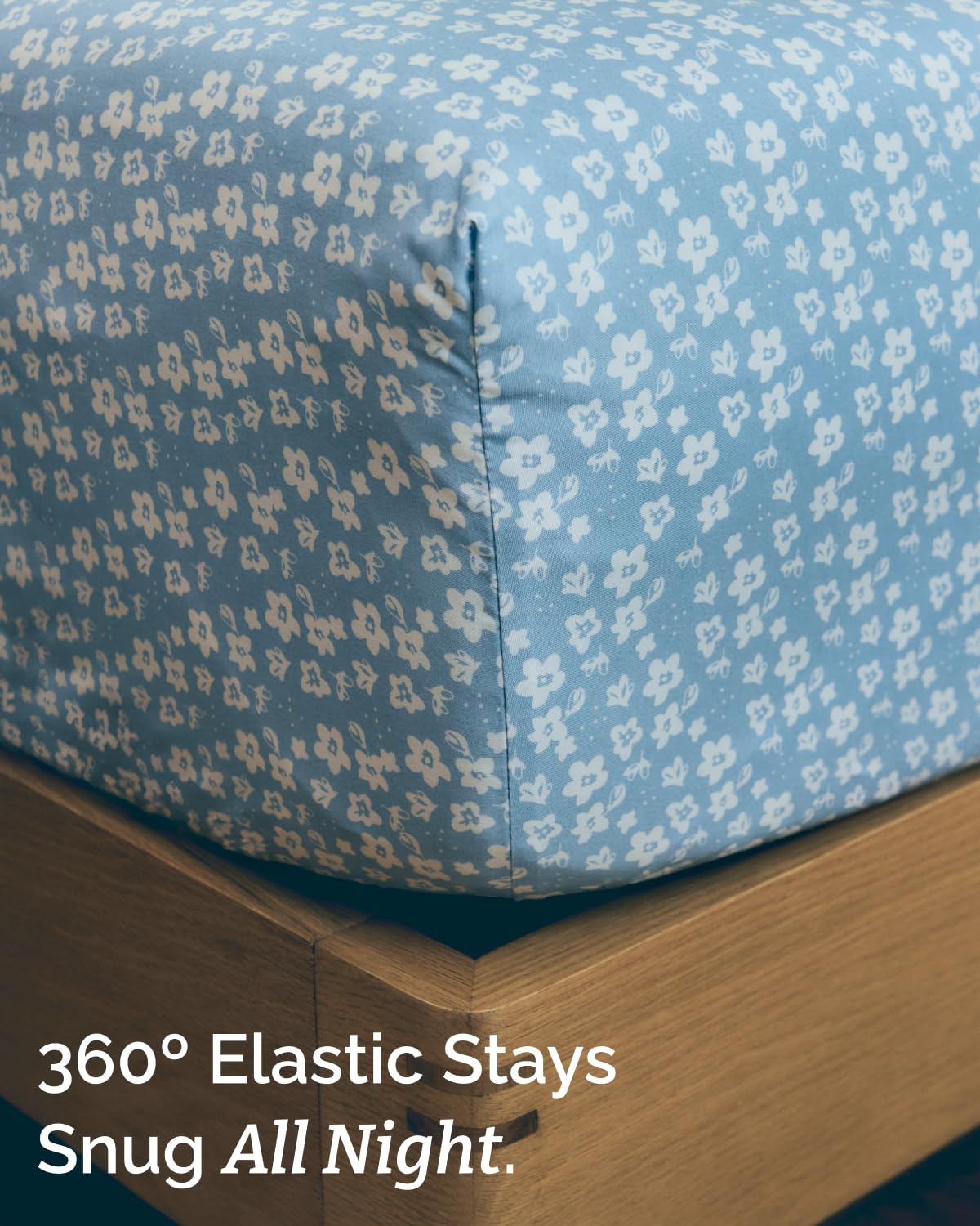 Floral Sheets - Blue Floral Bed Sheet Set - 1 Flat, 1 Fitted & 1 Pillowcase w/ Deep Pockets - Comfy, Wrinkle & Fade Free - Boho Botanical Bedding - Ultra-Soft, Breathable and Cooling - Twin Size Set