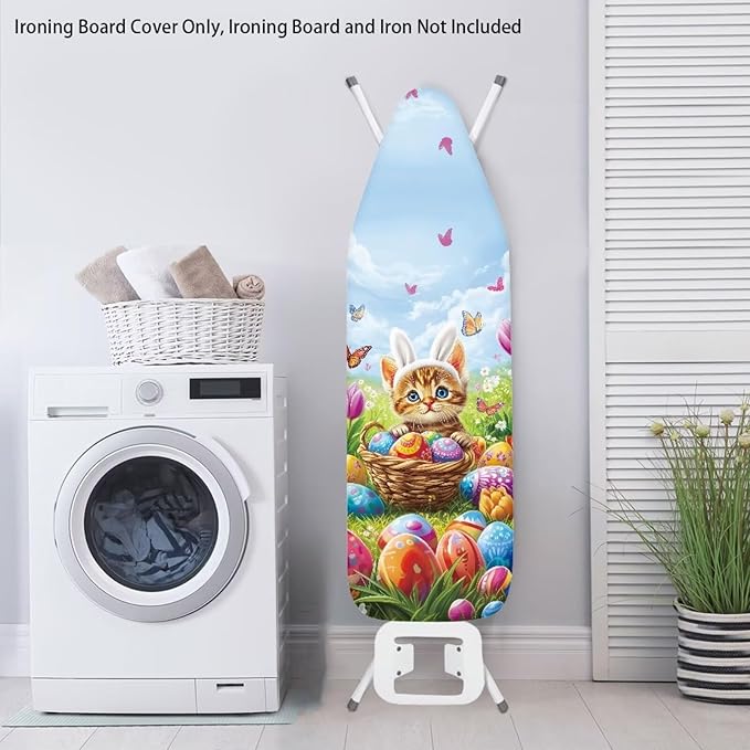 Cat and Easter Egg Ironing Board Pad and Cover Durable Thick Ironing Board