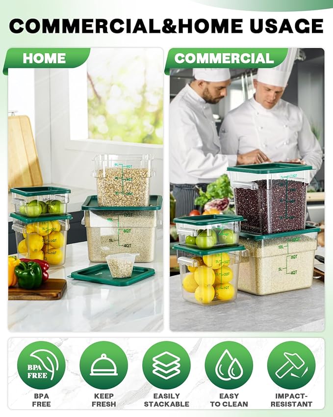 12 Quarts Sous Vide Container: 8 PCS Commercial Food Storage Containers