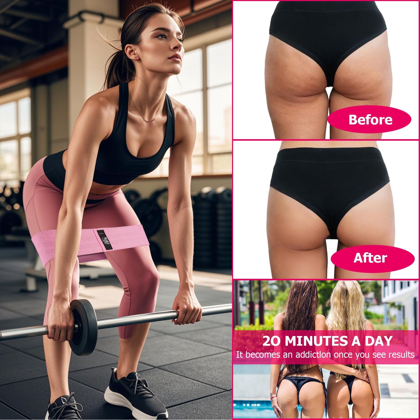 CFX Resistance Bands 3 Sets, Premium Exercise Bands with Non-Slip Design for Hips & Glutes, 3 Resistance Level Workout Booty Bands for Women and Men,Home Training,Fitness,Yoga