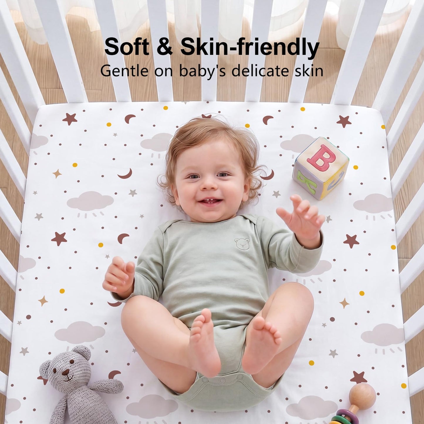 4 Pack Baby Crib Sheets for Boys Girls - Ultra Soft & Skin-Friendly Fitted Crib Sheet for Standard Crib and Toddler Mattress, 52"x28"(Green)