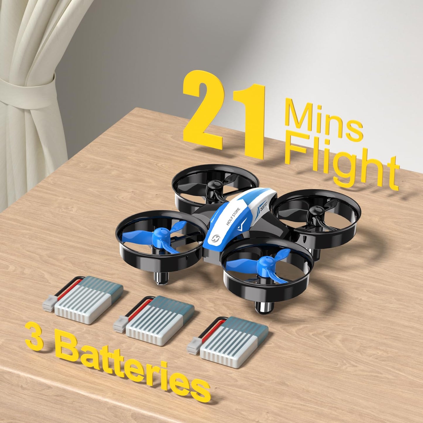 Holy Stone HS210 Mini Drone for Kids and Beginners RC Nano Quadcopter Indoor Small Helicopter Plane with Auto Hovering, 3D Flip, Headless Mode and 3 Batteries, Great Gift Toy for Boys and Girls, Blue