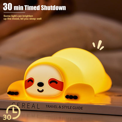 KidoYean Cute Sloth Night Light, Squishy Sloth Novelty Animal Lamp, 3 Level Dimmable Nursery Nightlight with Timer, Food Grade Silicone Touch Night Light Fun Gifts for Kids Boys Girls Baby