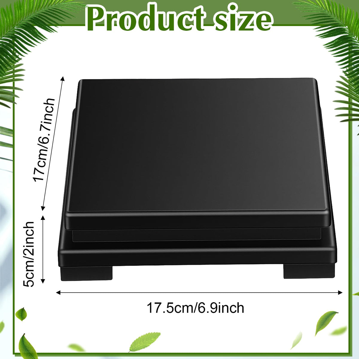 moheaaei 2 Pcs Square Wooden Display Stand, 6.9" x 6.7" x 2" Wood Display Base Square Vase Riser Teapot Aquarium Lamp Base Home Decoration
