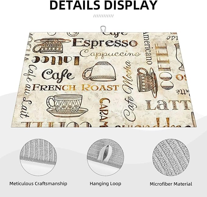 2Pcs Dish Drying Mats Faucet Mats Sets Large Size Coffee Mats Sink Faucet Mat