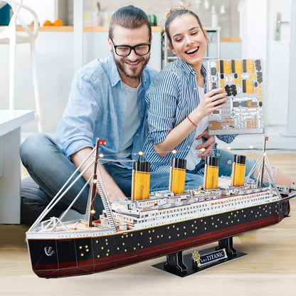CubicFun LED 3D Puzzle, 88 cm, Titanic Ship Model Toys for Adults and Teens, 266 Pieces