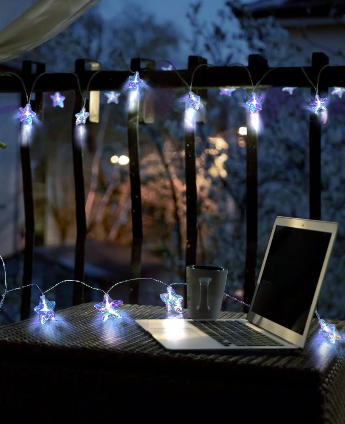 AceList 20 LED Star String Lights, 10ft Iridescent Star Lights with Remote, IP44 Waterproof, 8 Modes USB or Battery Operated Fairy Lights for Bedroom, Christmas, Party Decor (White)