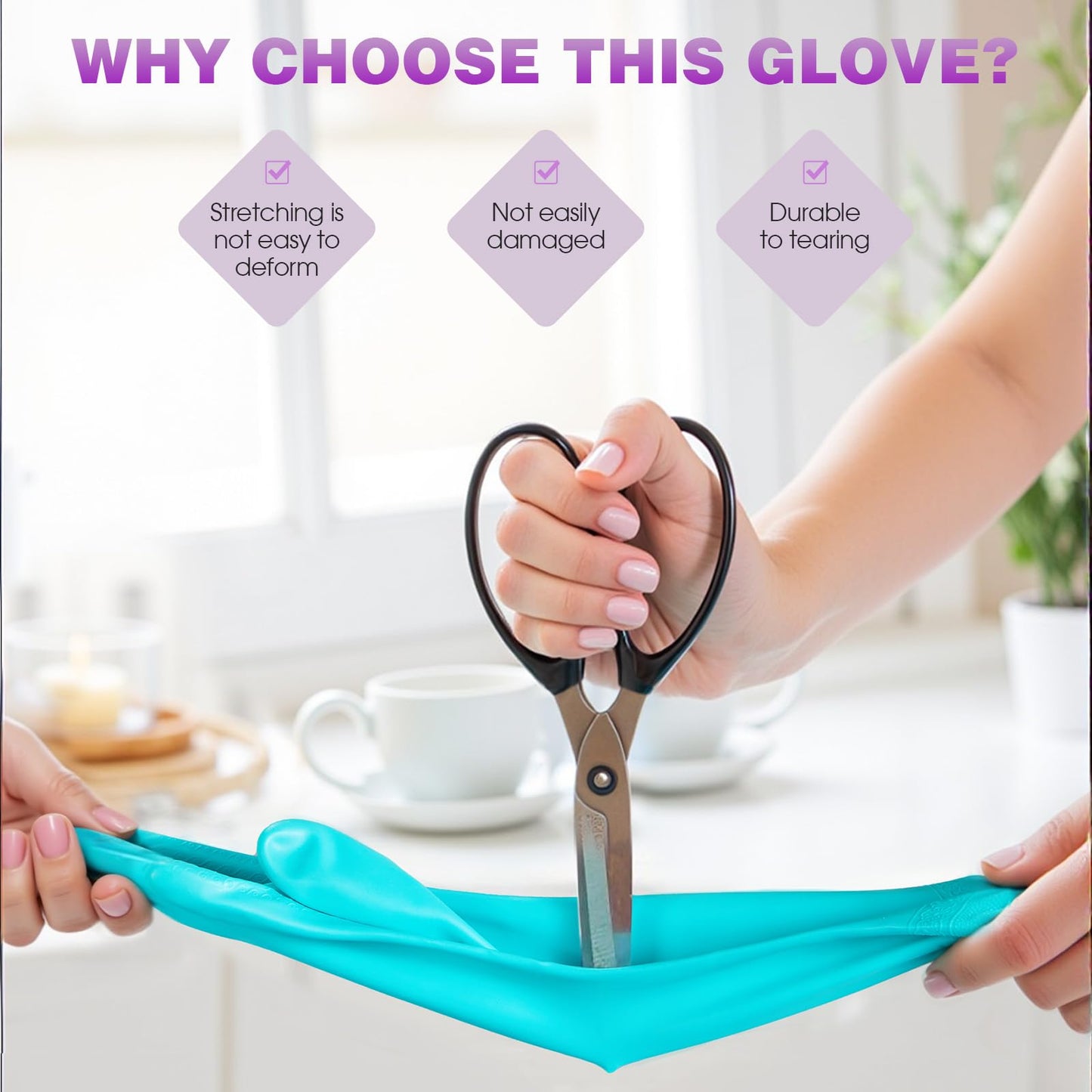 Elgood Reusable Washing up Gloves Latex Free Dishwashing Gloves with Cotton Lining, Non-Slip and Waterproof Cleaning Gloves for Kitchen 2 Pairs (Blue+Purple, M)