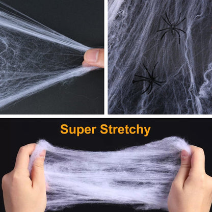 Oxivane Halloween Spider Webs Decorations 1000 sqft with 30 Fake Spiders, Super Stretchy Cobwebs for Halloween Decor Indoor and Outdoor Party Supplies