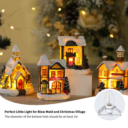 Set of 4 Accessory Light Cord with Single LED Bulb, 6FT Blow Mold Replacement Light Kit, C7 Clip Lights with One Bulb On/Off Switch & 2-Prong Plug for Christmas Village House, Pumpkin, Craft Projects