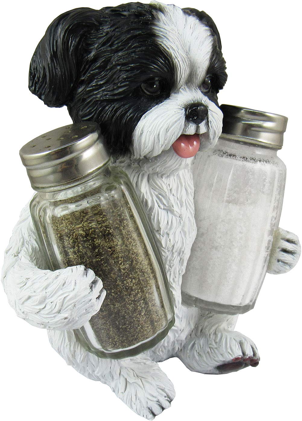 DWK Animal Holder with Salt And Pepper Shaker Set (3 Piece) | Kitchen Décor and Accessories | Salt and Pepper Shakers | Home Décor | Home Decorations… (Shih Tzu)