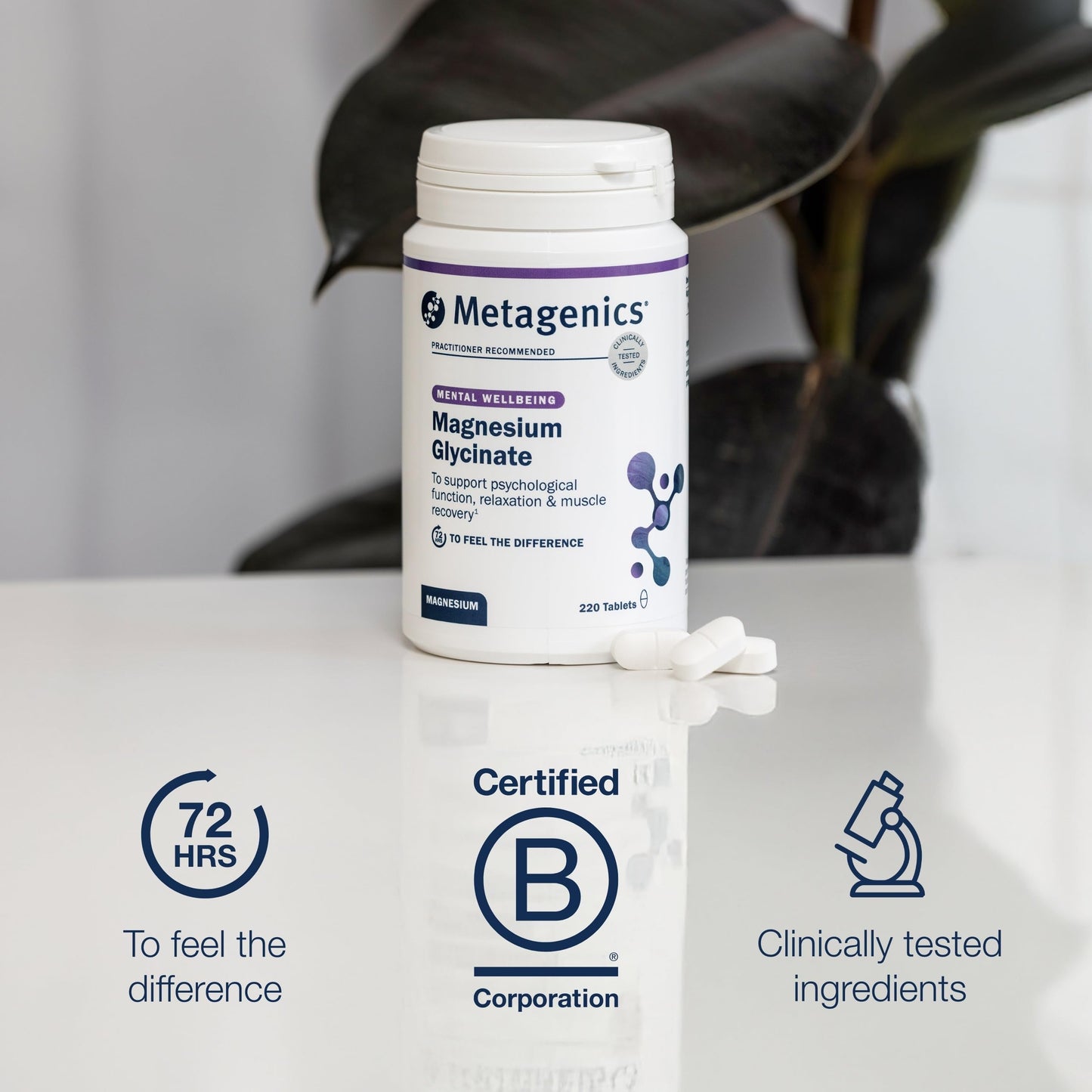 Metagenics Magnesium Glycinate 100mg - High Strength Supplement - Sleep Support - Easily Absorbable, Gentle on Digestion - 220 Tablets