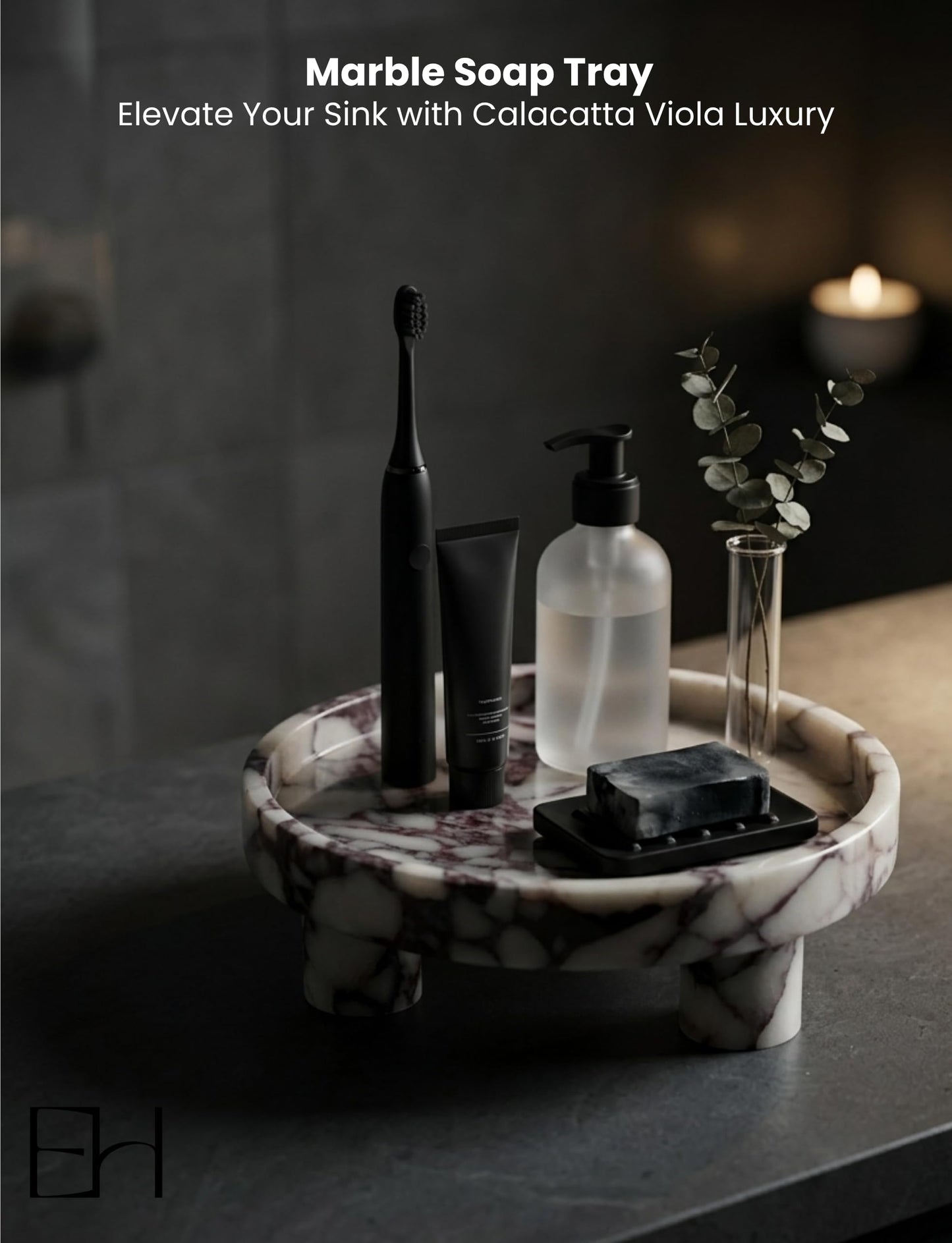ExcHues 10” Footed Marble Tray and Fruit Bowl for Kitchen Counter