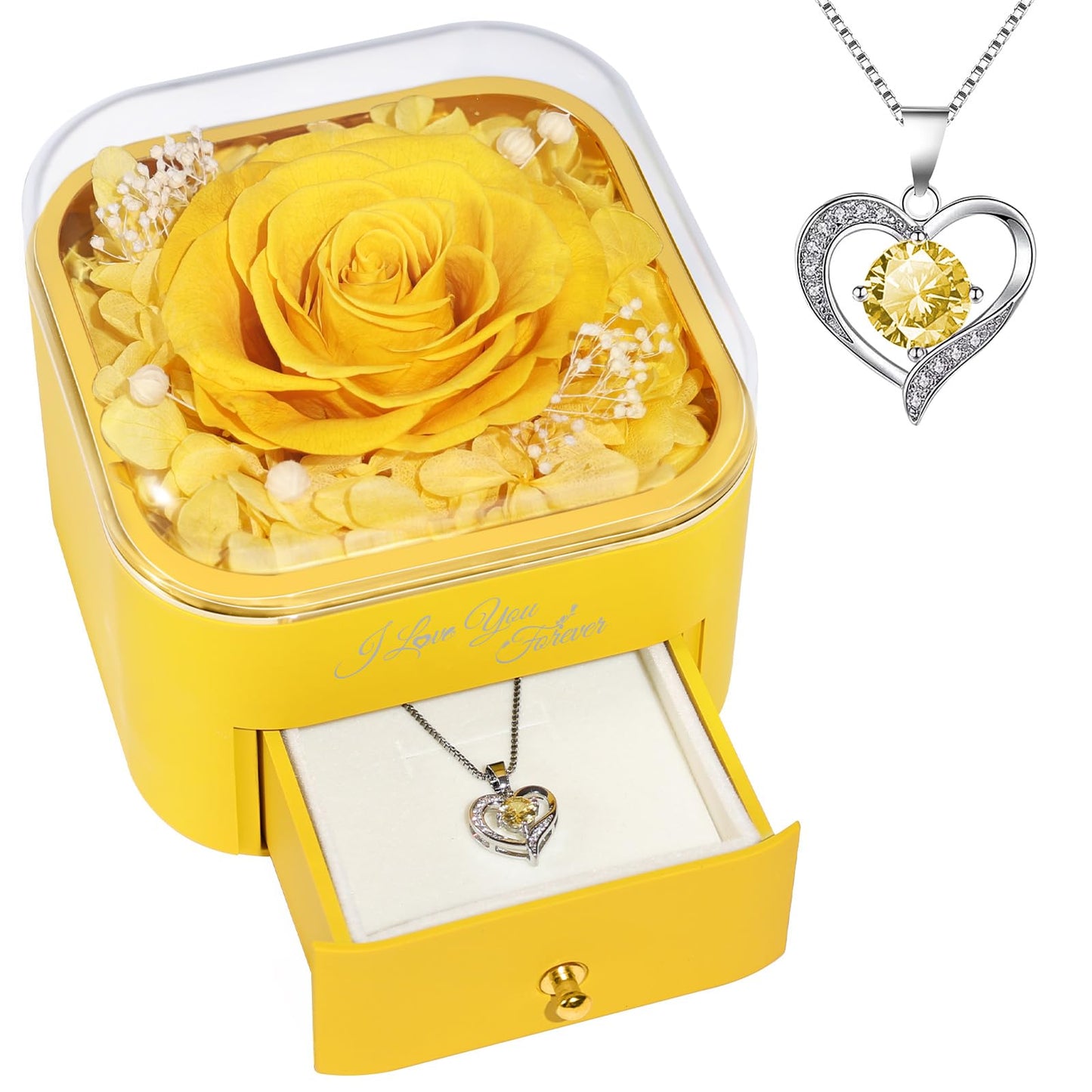 Beferr Valentines Day Gifts for Her Preserved Real Rose with Necklace Eternal Roses Forever Flowers for Delivery Prime Mothers Anniversary Birthday Gifts for Women Mom Grandma Wife Daughter Girlfriend
