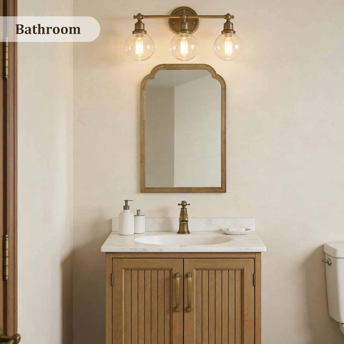 WallBeyond Wood Frame Wall Mirror Rounded Corner Arch Rectangle Mirror for Entryway, Living Room or Bedroom Home Decor - Light Woodgrain [20" x 30" Natural ]