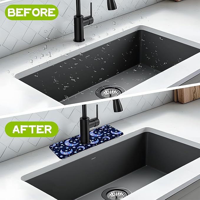 Kitchen Sink Splash Guard Faucet Mat Super Absorbent Fast Drying Mat Guard