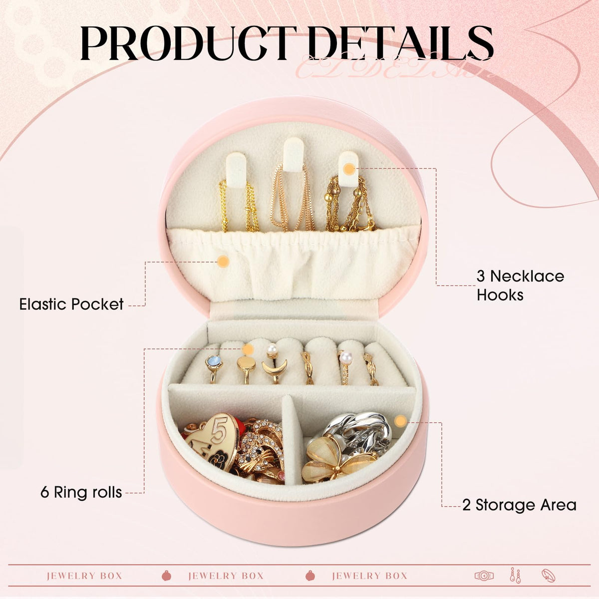 Nosiny 18 Pcs Jewelry Case Travel Small Jewelry Box for Women PU Leather Portable Mini Travel Box for Earrings Rings Necklaces Bracelets Gift Organizer for Wedding Bridesmaid Proposal