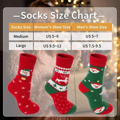 Time May Tell Womens Merino Wool Thermal Socks Warm Cushioned Boot Socks for Winter, Hiking & Outdoor Activities 3 Pack (Christmas(3 Pairs),US Size 5-9)