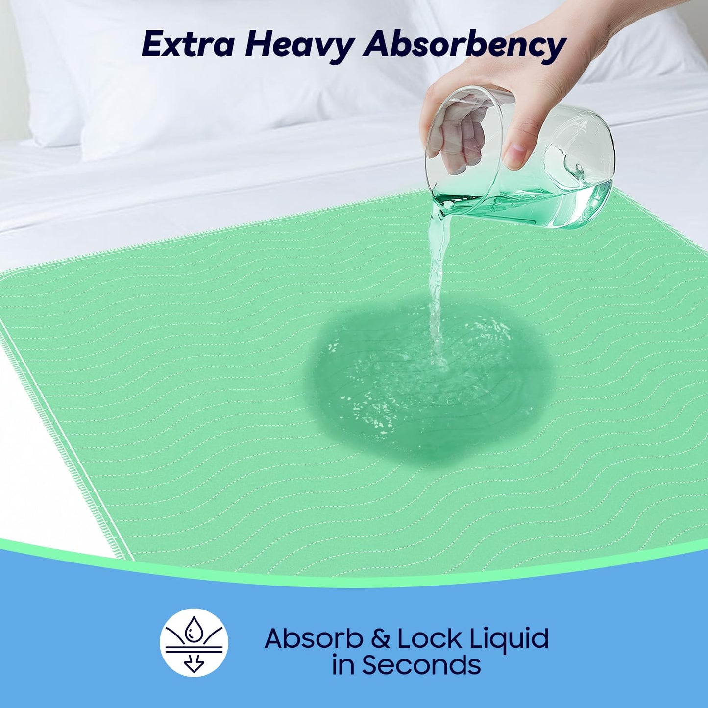 2 Pack 36” x 54” Extra Heavy Absorbency Washable Underpads, Waterproof Nursing Pads Incontinence Bed Pads, Reusable Washable Pee Pads for Dogs, Diaper Changing & Adults, Mattress Protector