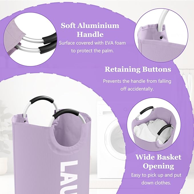 95L Folding Laundry Basket, Large Laundry Hamper