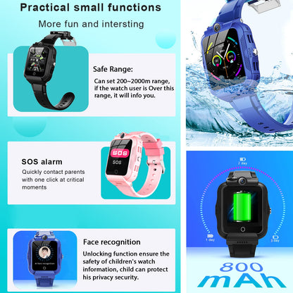 DDIOYIUR Kids Smart Watch, 4G GPS Tracker Child Phone Smartwatch with WiFi, SMS, Call, Voice Video Chat, Bluetooth, Alarm, Pedometer, Wrist Watch Suitable for 4-16 Boys Girls Birthday Gifts.