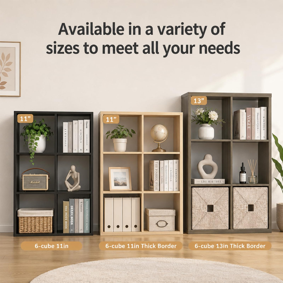 Endearing Limons【2026 Wooden 8 Cube Shelf Storage Organizer with Anti-Tipping Kits + Reversible Open Back Solid Panel Bookcase (11 x 11 Unit Cell White)