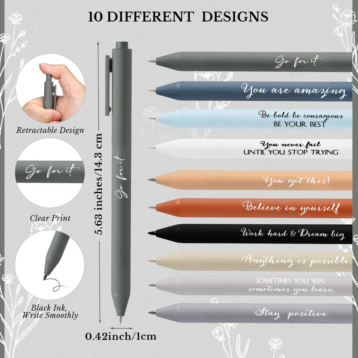Dispowreath 10 Sets Inspirational Notepads and Pens Motivational Journal Bulk Employee Appreciation Gifts for Teacher Coworker Team Nurse Staff Office Supplies