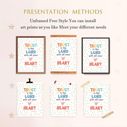 LARTSFRO Bible Christian Wall Art Decor Posters Prints, Inspirational Bible Verses Room Bathroom Bedroom Playroom Dorm Wall Art Decor Aesthetic for Nursery Baby Kids Teen Girls Gifts, Christian Classroom Wall Decor, 12x16 Inch Set of 4 Pcs Pictures (UNFRA