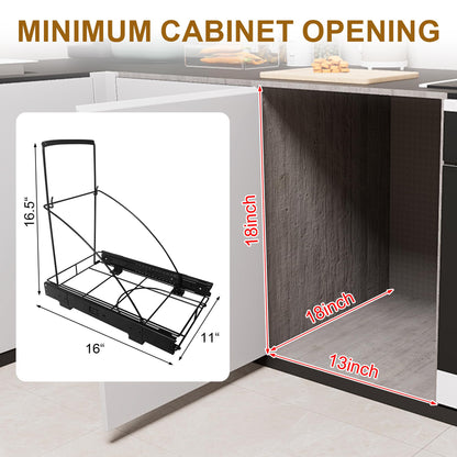 Dooniass Pull Out Trash Can Under Cabinet Trash Can Organizer with Soft Close Rail Adjustable Cabinet Trash Can Pull Out Kit Under Sink Slide Out Shelf(Bin Not Included), Fits 7-13 Gallon