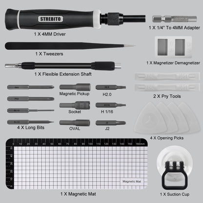 STREBITO Precision Screwdriver Set 153 in 1 Small Screwdriver Set with Case,DIY Repair Tool Kit with 140 CRV Screwdriver Bits for PC, Laptop, Cell Phone, MacBook, PS5, Controller, RC & Computer