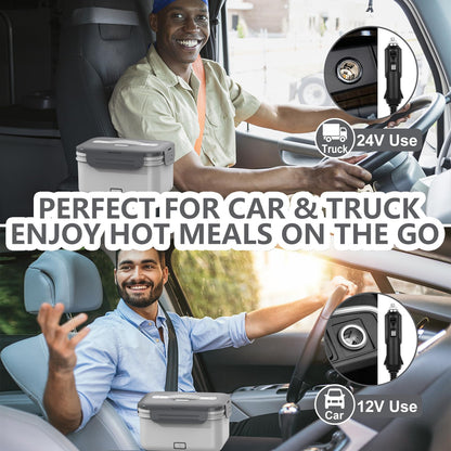 Electric Heated Lunch Box for Car Truck Home 1.8L 100W Portable Food Warmer with 12V/24V/110V/220V Hot Meal for Work Travel Jobsite Camping Christmas Gifts White Elephant Gifts for Adults/Men/Woman