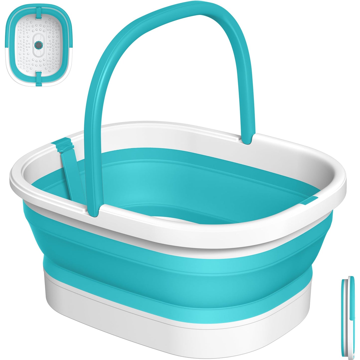 Nekteck Collapsible Foot Soaking Tub Bucket for Foot Bath Soak, Feet Basin Soaker with 138 Acupressure Nodes and Pumice Stone for Feet Health Foot Spa, Gifts for Men Women Dad Mom, Green